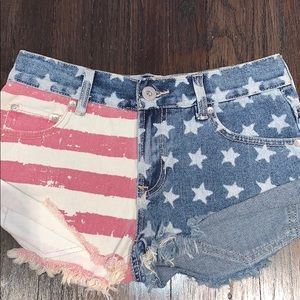 American flag denim shorts